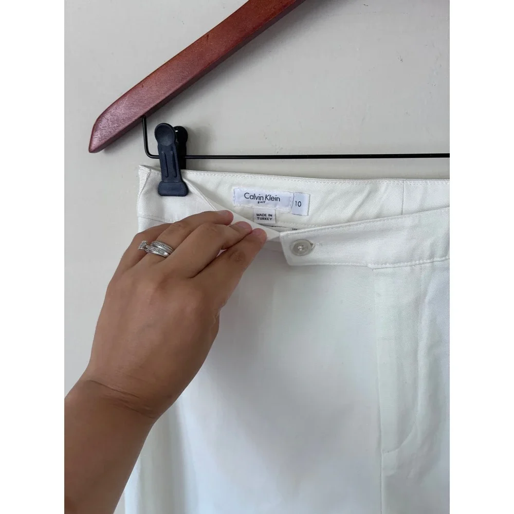 Calvin Klein Golf Mens White Straight Leg Trousers  Size 10 NEW